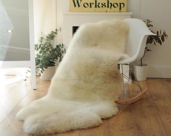 100% British Rare Breed Double Sheepskin Rug in Undyed "Caramel Whisper " – Handmade in Somerset