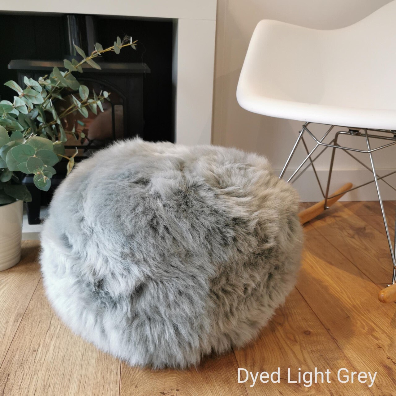 Luxury Handmade Grey British Sheepskin Pouffe -  Denmark