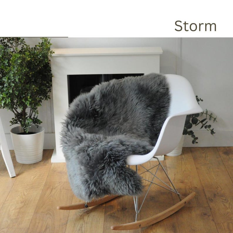 Sheepland Luxury Single Long Fur Sheepskin Rug Storm