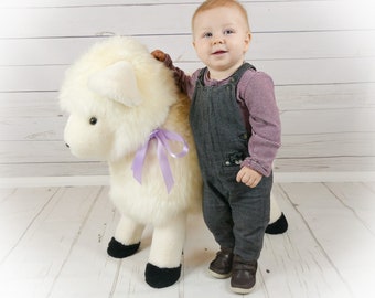 Handmade British Sheepskin Sheep Footstool ideal for Playrooms and a Nursery