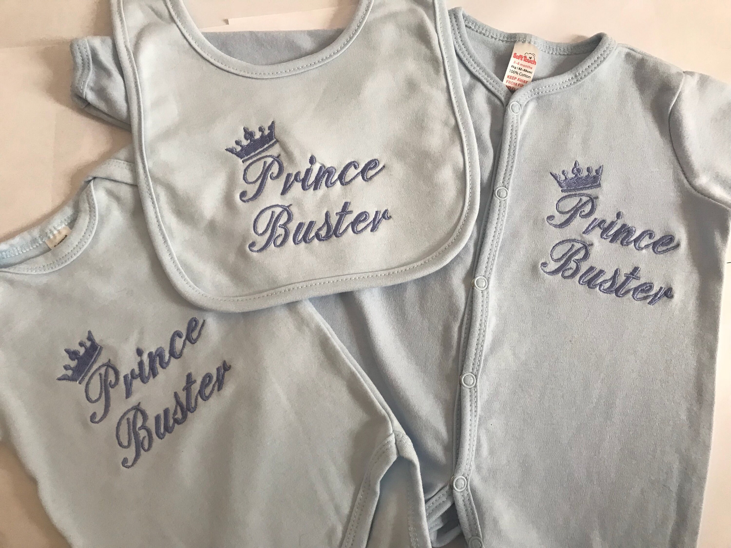 Personalised Baby Sleep-suit Hat Set Newborn and 0-3 Months Prince Or Princess
