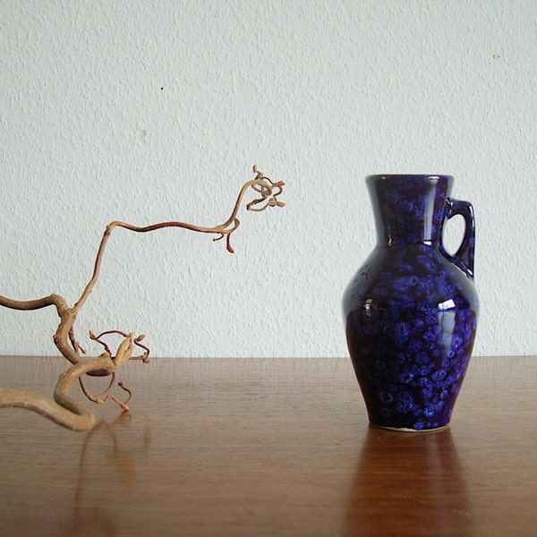 Scheurich vase dark blue purple vintage shape 405-13.5 50s 60s ceramics West Germany W.-Germany fat lava midcentury kidney table space age