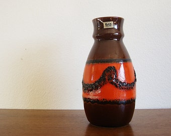 Bay Keramik Vase Form 70-30 braun orange schwarz fat lava 60er 70er vintage Nierentisch space age midcentury