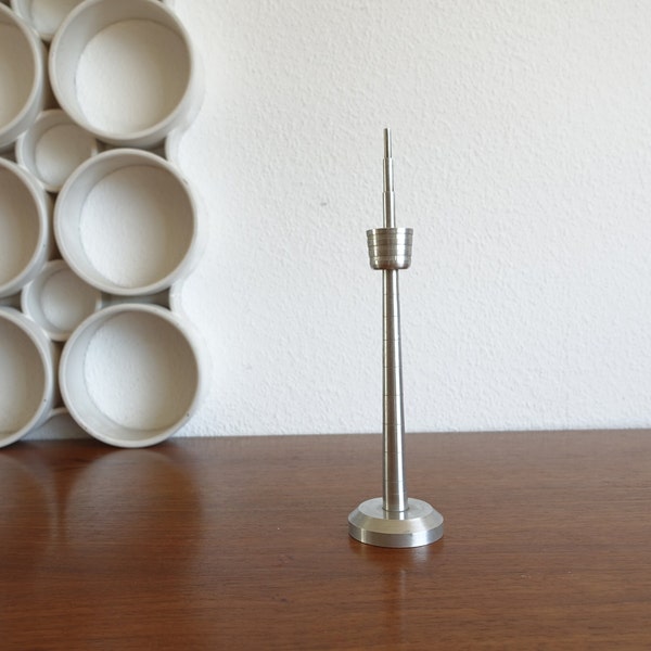 Fernsehturm Stuttgart Metall Figur Modell Deko Aluminium 60er 70er Metall vintage midcentury W-.Germany Nierentisch space age