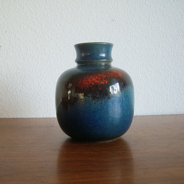 Ruscha vase form 876 blue red fat lava 60s 70s ball vase vintage kidney table space age midcentury Kurt Tschörner