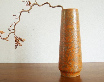 Vase orange gray form 101 ceramic 32 cm fat lava 50s 60s 70s vintage kidney table space age midcentury