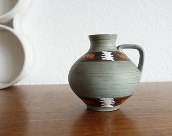 Carstens Tönnieshof vase form 628-10 grey blue white red brown ceramic vintage 60s 70s kidney table space age West Germany W.-Germany
