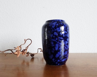 Scheurich vase form 238-14 blue purple ceramic fat lava 60s vintage midcentury West Germany W.-Germany kidney table space age