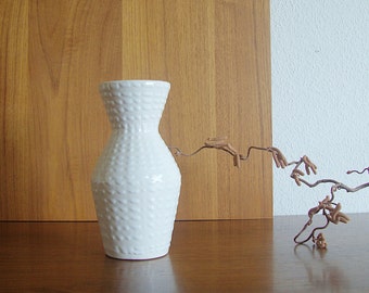 Scheurich Vase Form 523-18 weiß Noppen Keramik fat lava 60er vintage midcentury Westgermany W.-Germany Nierentisch space age