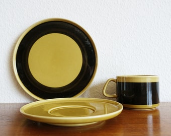 Melitta Copenhagen place setting beige brown coffee cup soucoupe cake plate Ernst Jupp 50s vintage midcentury rein table space age