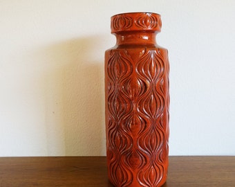Scheurich vase decor Amsterdam Onion red orange shape 285-53 fat lava vintage midcentury 60s West Germany W.-Germany kidney table space age