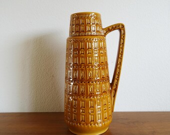 Scheurich Inka Vase Form 416-45 ocher brown fat lava 60s 70s vintage kidney table space age midcentury West Germany W.-Germany
