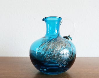 Florida glass vase, blue, Zwiesel, Schott, Heinrich Löffelhardt, jug, 60s/70s vintage, kidney-shaped table, space age, midcentury, West Germany