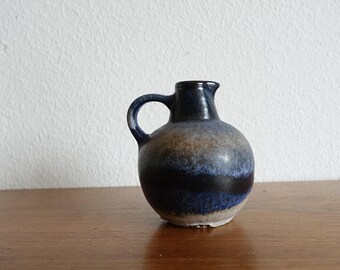 Ruscha Vase Form 304 black blue brown fat lava 60s 70s vintage kidney table space age midcentury Kurt Tschörner handle vase