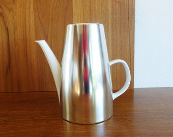 Melitta Kanne weiß mit Warmhaltehaube silber 50er 60er Kaffeekanne Thermoskanne vintage midcentury Nierentisch space age Teekanne