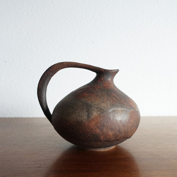 Ruscha Vase Form 313 braun schwarz fat lava 60er 70er vintage Nierentisch space age midcentury Kurt Tschörner Henkelvase