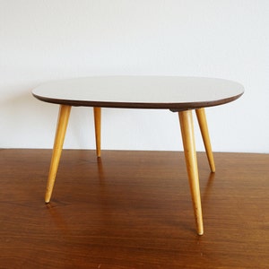 Flower stool kidney table Ilse furniture brown white grey four-legged wood flower table 50s 60s vintage side table midcentury space age