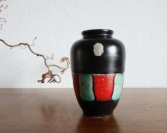 Eckhardt & Engler vase noir rouge vert forme 2006/15 grosse lave années 50 60 vintage rein table espace âge milieu du siècle W.-Allemagne Ouest-Allemagne