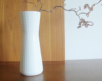 Scheurich Vase Form 206-27 weiß Noppen Keramik fat lava 60er vintage midcentury Westgermany W.-Germany Nierentisch space age