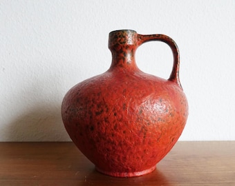 Ruscha Vase Form 340 Vulkano vulcano red green fat lava 60s 70s spherical vase vintage kidney table space age midcentury Kurt Tschörner