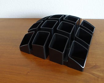 HAN 1745 Scala Design by Studio 4 Pen Holder Black Plastic Desk Organizer 60s 70s Retro Vintage Space Age Office