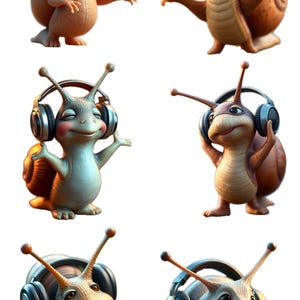 Stickers colibris musicaux – PNG avec casque d'escargots | Numérique et imprimable