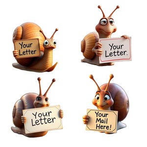 Entzückende Schneckenpost Schilder – Niedliche PNGs für Briefe & Pakete! Inklusive Goodnotes-Stickerseite - Printable