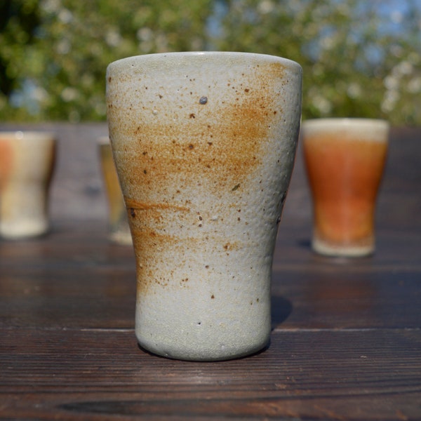 beaker, wood fired, soda glazed