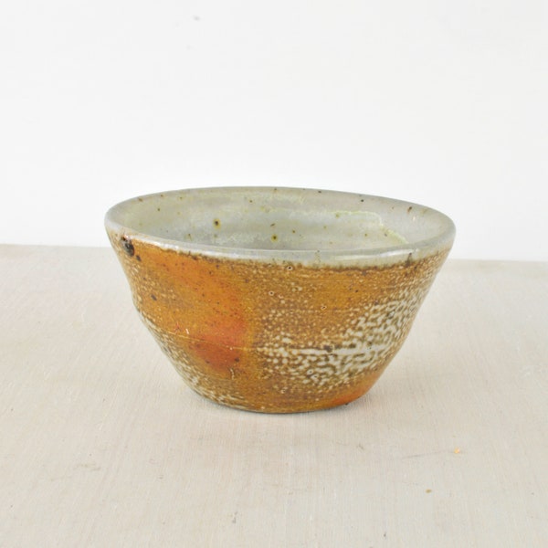 small bowl with brown slip, wood fired, soda glazed