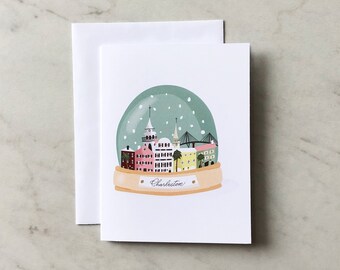 Charleston Snow Globe Holiday Card - A2 Greeting Card