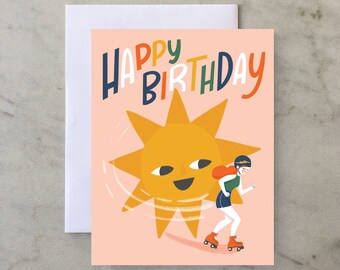 Roller Girl Happy Birthday  - A2 Greeting Card