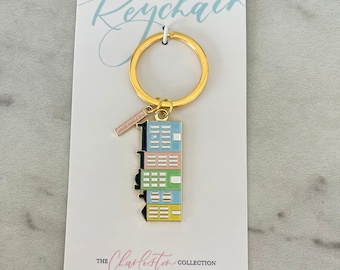 The Charleston Collection - Rainbow Row Brass + Enamel Keychain