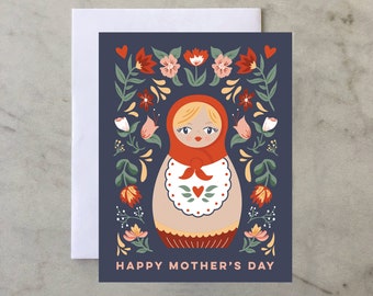 Happy Mother's Day Matryoshka Doll - A2 Greeting Card