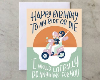 Ride or Die Birthday  - A2 Greeting Card