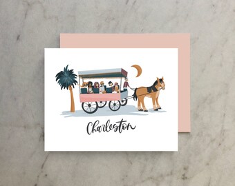 Charleston Horse + Carriage A2 Greeting Card