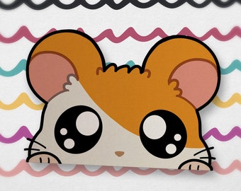 Ham-Ham Peeker Sticker | Kawaii Peeker Sticker | Car window sticker | Laptop Vinyl Sticker | Waterproof Hamster sticker