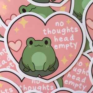 No thoughts head empty vinyl sticker | cute frog meme sticker | laptop sticker | kawaii frog