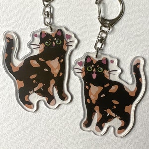 Tortie Cat Acrylic Keychain || Double Sided Tortoiseshell cat keychain || Gifts for cat lovers, cute cat || tortitude