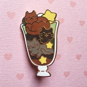 Parfait Cat Hard Enamel Pin || Cute food pin, kawaii cat pin, lapel pin, kawaii foods