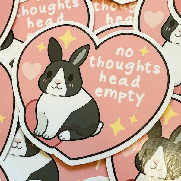 No thoughts head empty bunny vinyl sticker | cute meme sticker | laptop sticker | kawaii rabbit