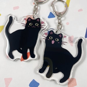 Black Cat Acrylic Keychain || Double Sided keychain || Gifts for cat lovers, witchy keychain, house panther, cute cat, kawaii keychain