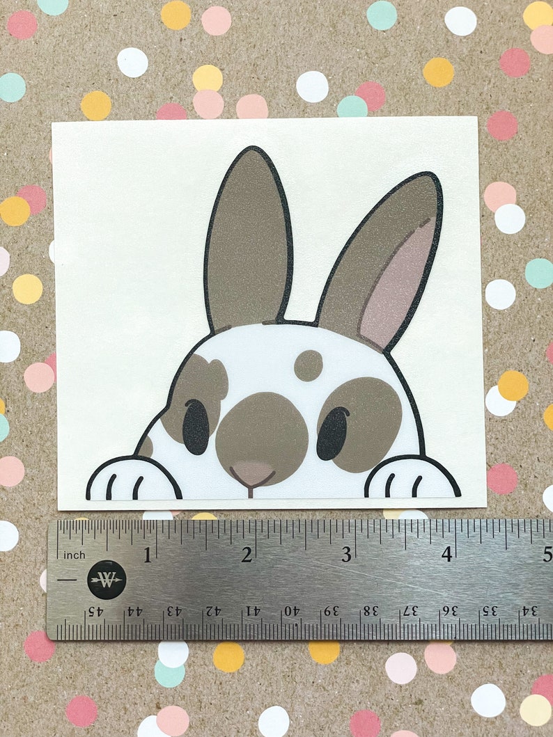 Bunny Peeker Stickers Dutch Rabbit Brown Spotted Bunny White Rabbit Car window sticker Laptop Vinyl Sticker Waterproof sticker image 2