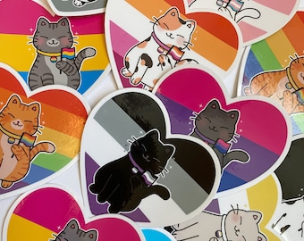 Purr-ide-stickers | Trots kat vinylstickers | LGBTQ, homo, lesbisch, trans, aseksueel, biseksueel, panseksueel, agender, niet-binair, demi