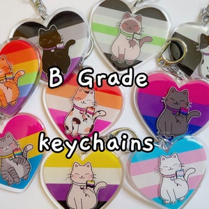 FLAWED B-GRADE Purr-ide Keychains | Pride Cat Acrylic Keychain | LGBTQ, gay, lesbian, trans, asexual, bisexual, pan, nonbinary, demi