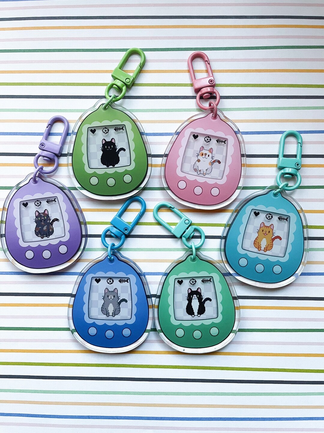 【BLACKPURPLE】24FW★ Signature Cat Heart charm Keyring BLACKPURPLE】24FW☆ Signature Cat Heart Keyring-Brown