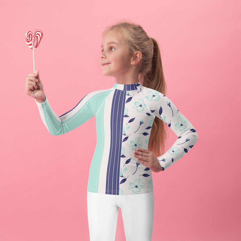 Kids Rash Guard / Stripes and flowers Etsy