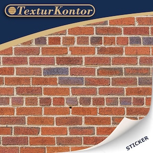Puede incluir: Una pared de ladrillo rojo con mortero blanco. La pared es texturizada y tiene una superficie ligeramente rugosa. La imagen es una pegatina con el texto "STICKER" en la esquina inferior derecha.