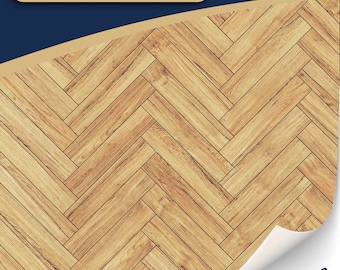 3 Blatt selbstklebender Fußbodenbelag für dein Puppenhaus Fischgrätenparkett Holzfußboden für custom DIY Projekte Maßstab 1:12 (Herringbone)