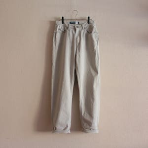 Grey Women Pants Gray Cotton Trousers High Waisted Pants Vintage Women&#39;s Pants Tapered Loose Fit Size 8