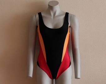 Swimsuit Black Red Orange Open Back One Piece Swimsuit  Women's Yellow  Colorblock Swimwear Swimsuit Classic Bathing Suit Vintage Swimwear
